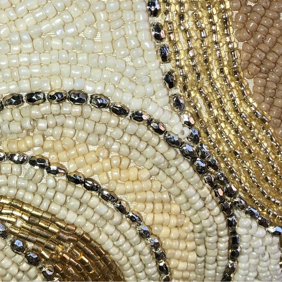 NEW! Gorgeous Beaded Gold & White Pumpkin Pillow - Picture 3 of 6